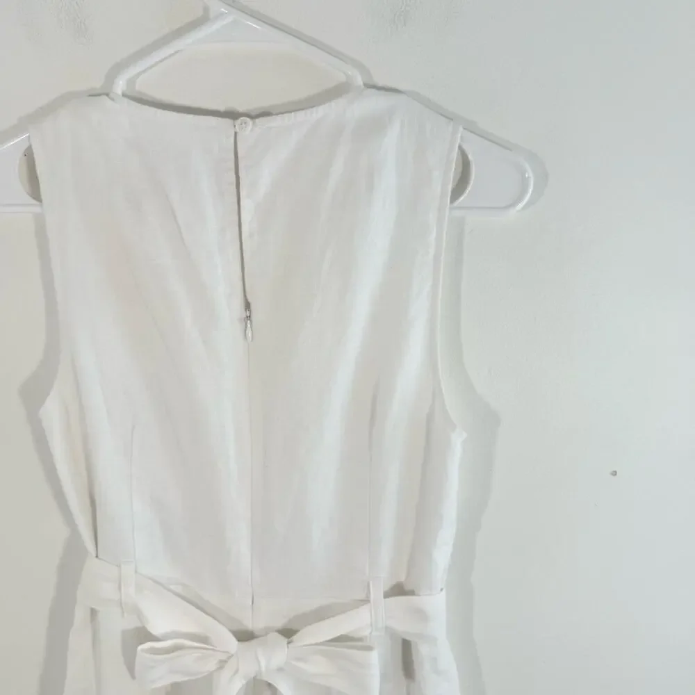 Reformation Naomi White 100% Linen Wide Leg Belted Jumpsuit Size 2